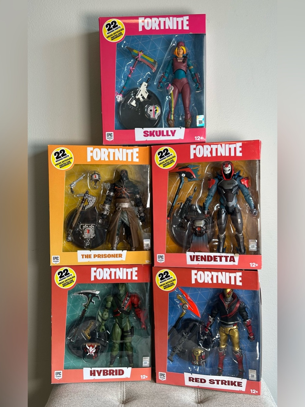 Fortnite McFarlane Action Figures Skully, The Prisoner, Vendetta Hybrid Lot Of 5